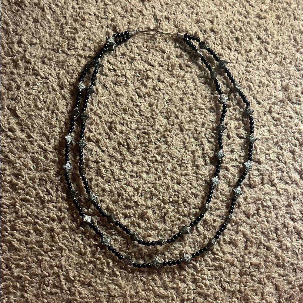 Elegant Black and Silver Beaded Necklace
